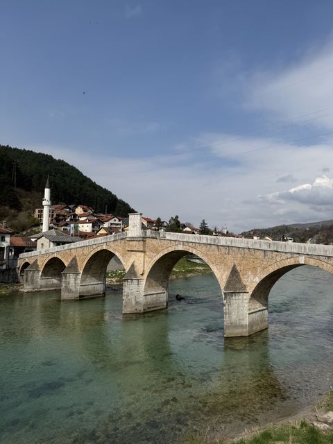 The old Ottoman stone bridge over the turquoise Neretva river at Konjic